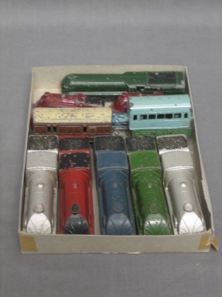 5 Crescent metal model steam locomotives and 5 other miniature locomotives and 3 items of rolling stock