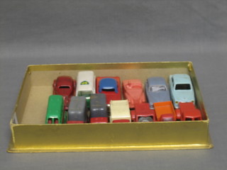 A West German plastic model BP van and 11 other plastic model cars and a pressed metal model car