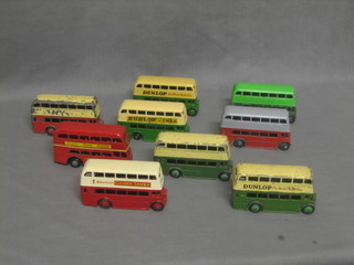 6 Dinky Toy double decker buses, 2 Dinky Toy double decker buses 29C and 1 other