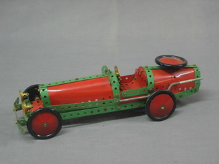 A Meccano green and red model car 14"