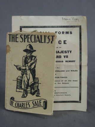 Charles Searle "The Specialist" together with "Special Forms For Services to Commemorate His Late Majesty Edward VII" etc