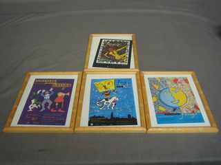 4 various framed hand bills for the Edinburgh Fringe Festival 1994, 1995, 1996 and 1997 6" x 4"