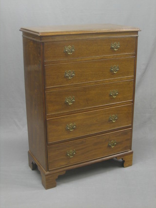 A Georgian style mahogany chest of 5 long drawers raised on bracket feet 28"