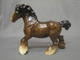 A Beswick figure of a standing grey Shire horse 8"