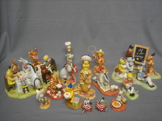 14 various Royal Doulton Winnie the Pooh figures - Deputy Eeyore, Things Could Get Messy, Head Chef, Littlest Chef, Eeyore's Special Recipe, Howdy Sheriff, Presents & Parties, Big Chief Pooh, Little Indian, Yee Hah Tigger, Christopher Robins Strums a Melody, Story Time in 100 Acre Wood, Tea for Two (x2) and A Party for Me - How Grand (f)
