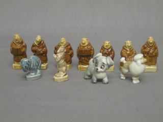 2 Wade figure of dogs, do. elephant, do. rearing horse and 7 various Wade figures of monks 