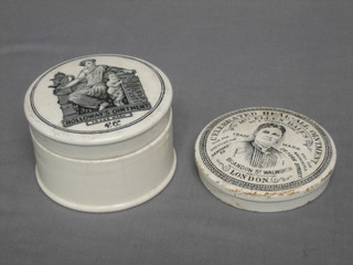 Holloway's ointment jar and cover and a Mrs Ellen Hale's ointment pot lid