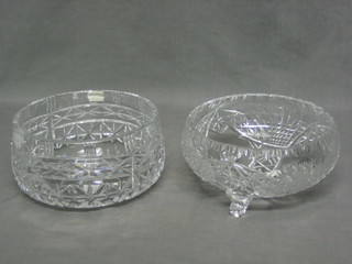 A cut glass bowl 7" and 1 other