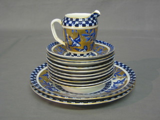 A Victorian part Coalport tea service together with 4 Royal Crown Derby coffee saucers and cans