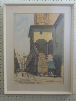 Watercolour drawing "Cathedral Florence" indistinctly signed and dated 19" x 13"