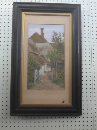 Watercolour drawing "Country Cottage with Yard" 12" x 7"