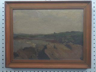 E Murray, impressionist oil on board "Irish Coastal Scene" 9 1/2" x 13"