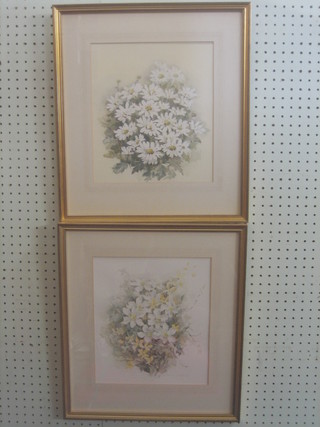 Enid Alison Western, a pair of watercolour drawings "Apples and Spring Flowers" 11" x 10"