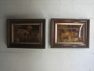 After W Menzler, a pair of 19th Century prints on glass "Romantic Scenes" 15" x 10"