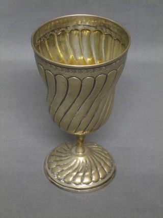A Continental embossed silver goblet raised on a spreading foot 4 ozs