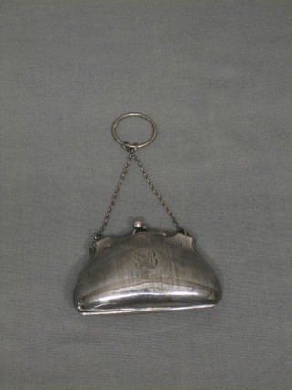 A silver purse with engine turned decoration Birmingham 1918