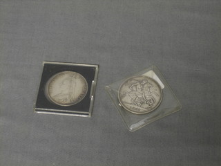 A Victorian 1887 crown and a half crown