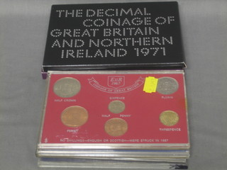 2 proof sets of coins 1970 and 1 other 1971, together with 4 plastic presentation cases of stamps