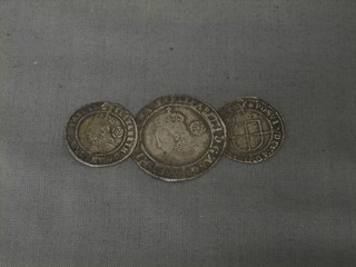 3 Elizabeth I silver coins mounted as a brooch