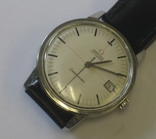 A gentleman's Omega Seamaster automatic wristwatch, the dial with web cross hairs, contained in a stainless steel case