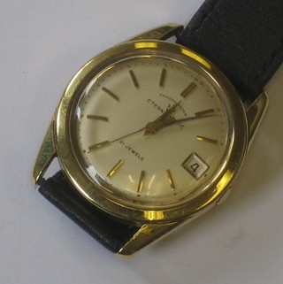 A gentleman's Eterna-Matic automatic chronograph wristwatch contained in a gold case