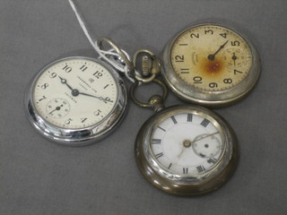 2 Ingasol pocket watches contained in chrome cases (1f) and 1 other