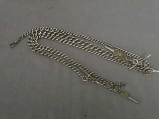 3 various silver curb link watch chains
