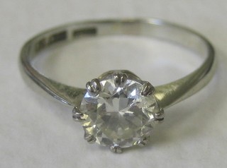 An 18ct white gold engagement/dress ring set a solitaire approx 1ct