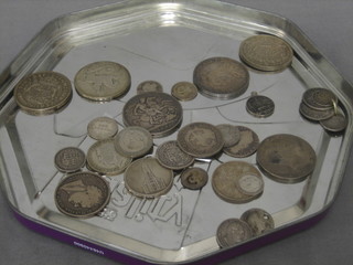 A Victorian 1889 crown and other silver coins