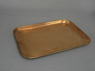 A rectangular planished copper tea tray 20"