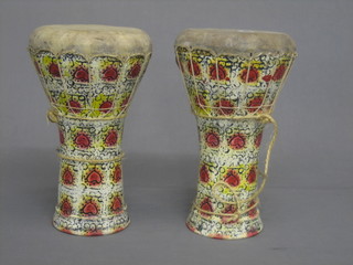 A pair of terracotta and hide drums 12"