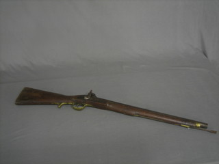 A 19th Century percussion carbide rifle, the block plate with crown marked 18/8 6135273 complete with ram rod