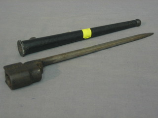 A steel pig stick bayonet and scabbard