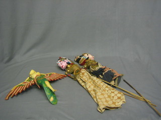 A pair of Taiwanese puppets and a ditto carved figure