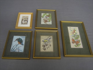 4 various silk embroidered panels