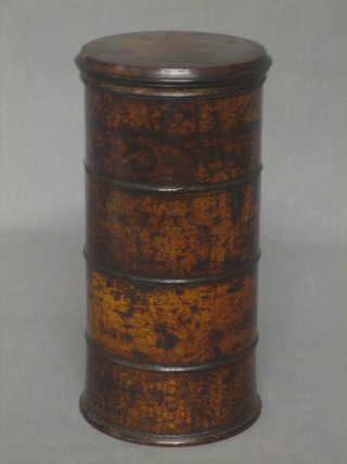 A Victorian mahogany cylindrical 4 section spice box
