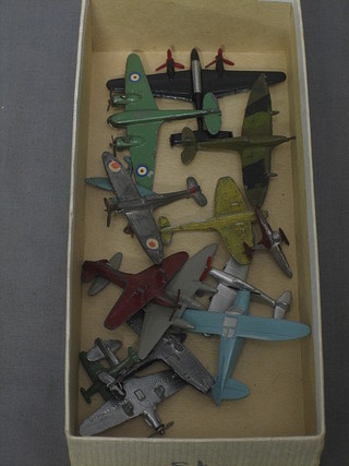 A Dinky twin engined model fighter together with 13 various other model aircraft