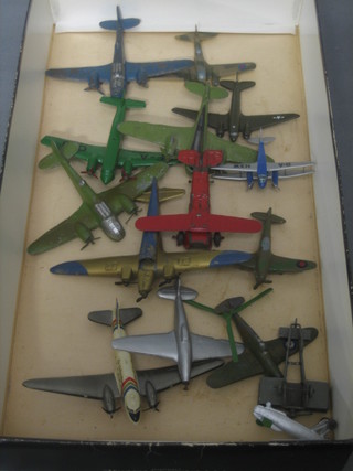 13 various model aircraft together with a model bi-plane and a model helicopter