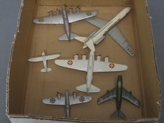 A Tekno model Caravelle 210 Air Liner, do. Flying Fortress x 2, do. BB1, a model jet aircraft and a light aircraft