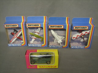 A Matchbox model vintage car Y10 and 4 various Matchbox model aircraft