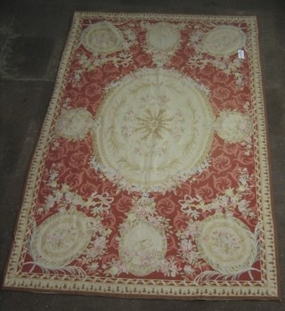An Aubusson style panel with floral decoration 106" x 70"
