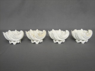 4  Victorian Coalport blanc de chine scallop shaped dishes 3 1/2"
