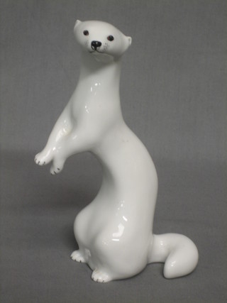 A Soviet Russian white glazed figure of a standing Stoat 7"