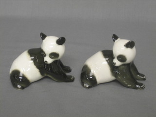 2 Soviet Russian porcelain figures of seated Pandas 3 1/2"