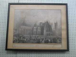 After William Woolnorth, monochrome print "Coronation of William IV and Queen Adelaide" 15" x 21"