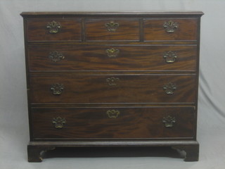 A  19th Century mahogany chest of 3 short and 3 long drawers, raised on bracket feet 43"