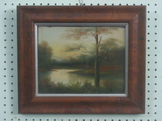 A Victorian oil on board "Study of a Willow Tree" 7" x 9" contained in a walnut frame