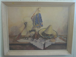 Elsie Gill, watercolour drawing, still life study "Sombrero and other Spanish Items" signed and dated July 1962 22" x 31"