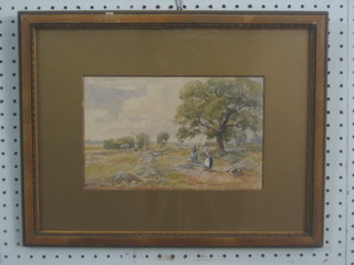 Watercolour drawing "Hay Making" the reverse marked Hay Making and dated 1907 6" x 10"