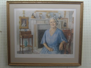 After Michael Nokes, a coloured print "HM Queen Elizabeth The Queen Mother" 19" x 25 1/2"